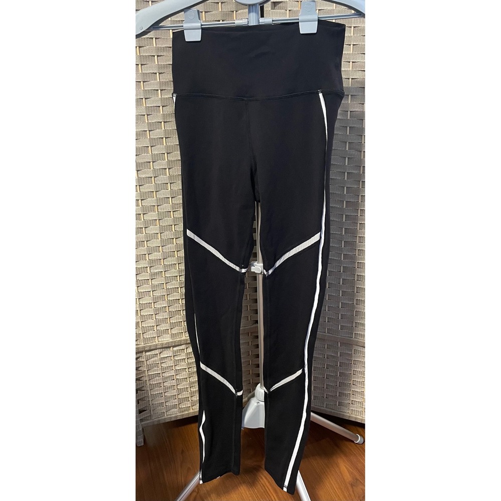 Alo Yoga Continuity High Waist Contrast Piping Leggings Black White Size M